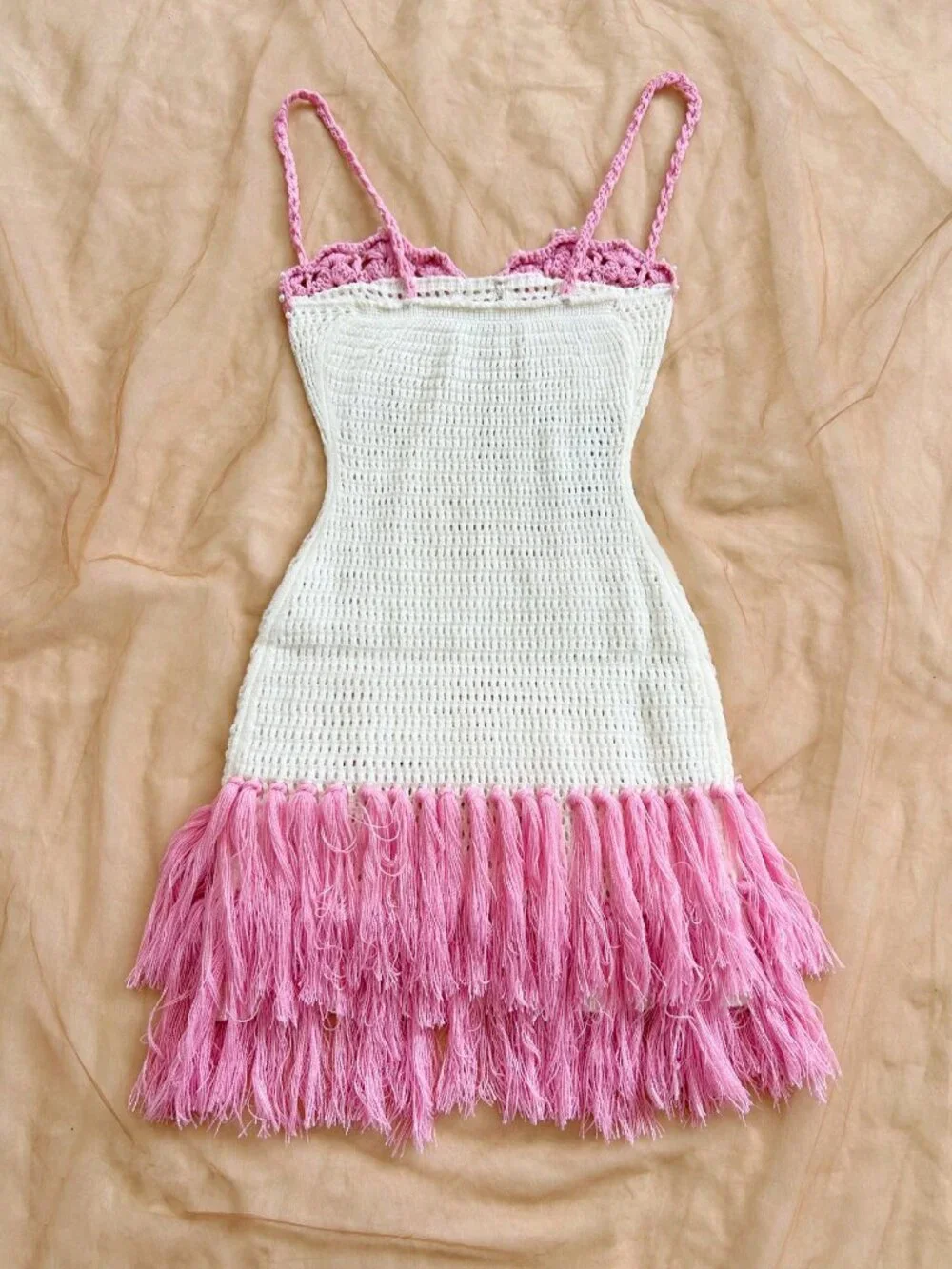 Multicolor Casual Women's Shell-Shaped Bustier Tassel Hem Mini Dress - Picture 2 of 8